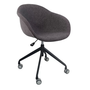 簡約帶輪不鏽鋼布藝休閒辦公椅